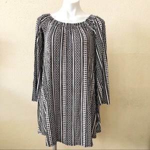 Express patterned bell sleeve dress